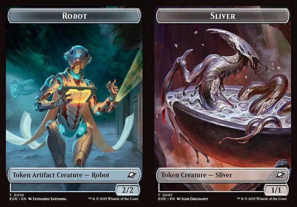Robot (0010) // Sliver (0001) Double-Sided Token - Foil