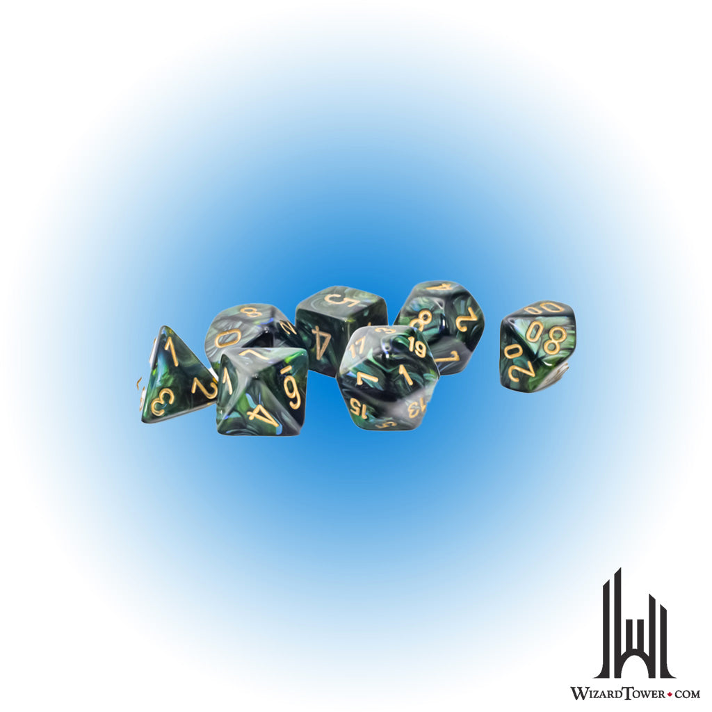 Dice Set - Scarab Jade / Gold Mega 7ct