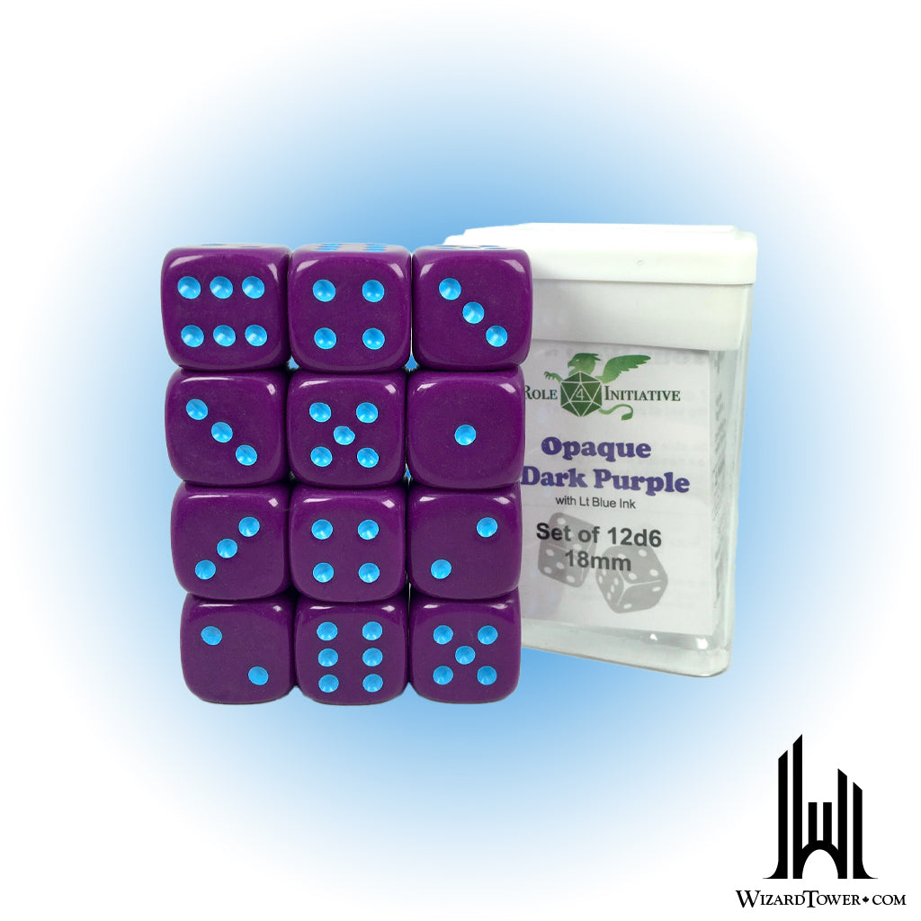 Dice Set - Opaque Purple / Light Blue 18mm d6 12ct