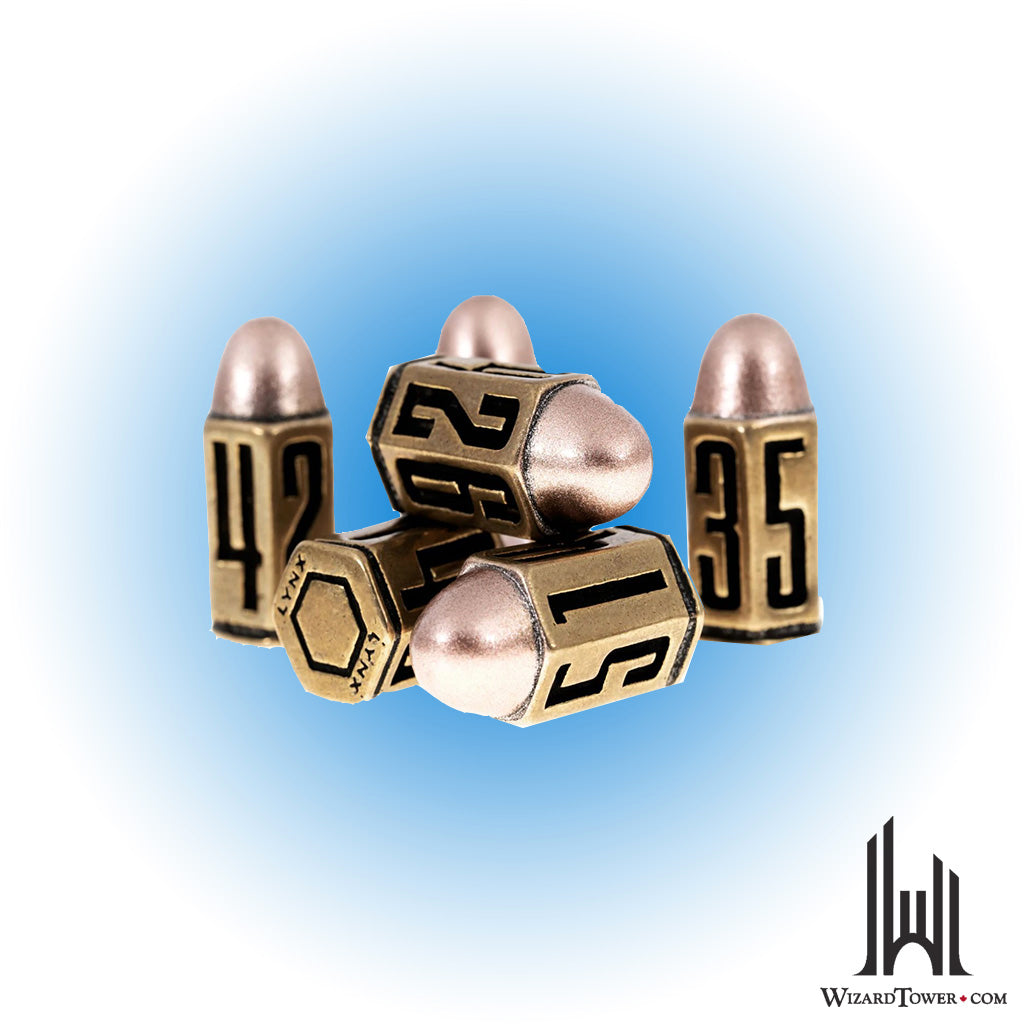 Dice Set - Metal Bullet Brass d6 6ct