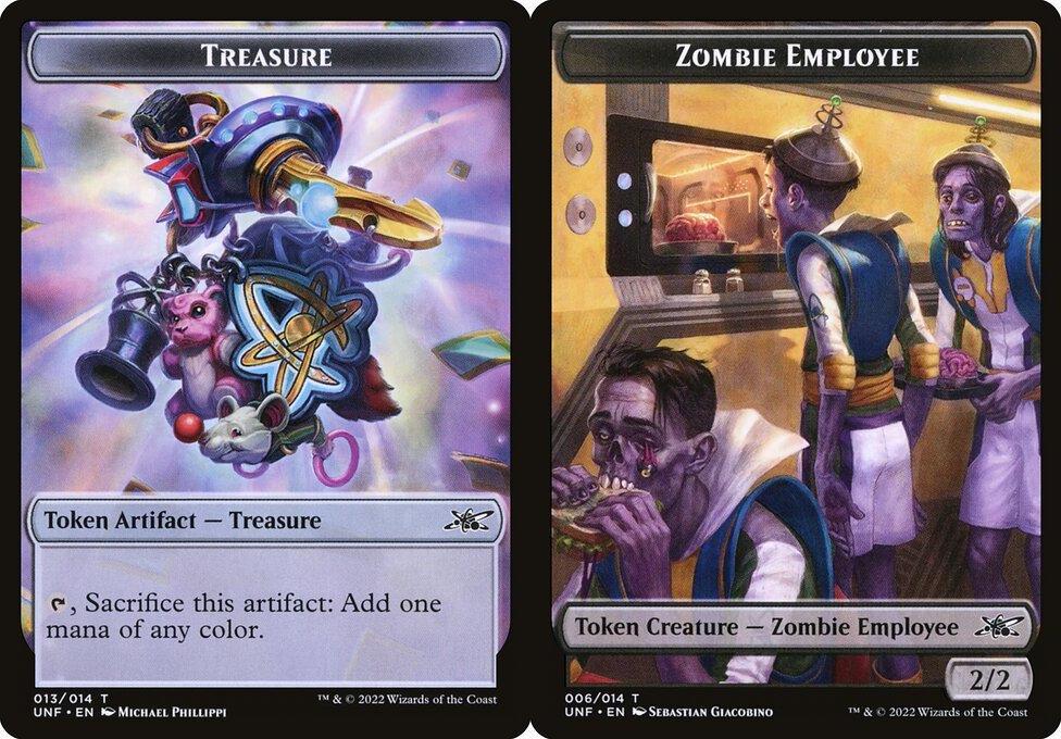 Treasure (013) // Zombie Employee (006) Double-Sided Token - Foil