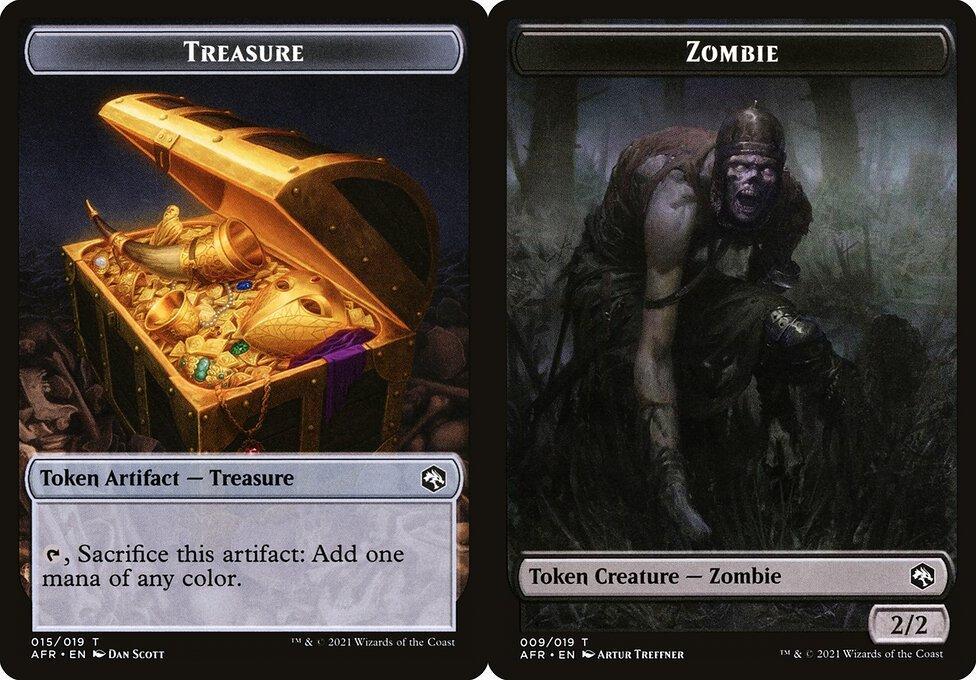 Treasure (015) // Zombie (009) Double-Sided Token - Foil
