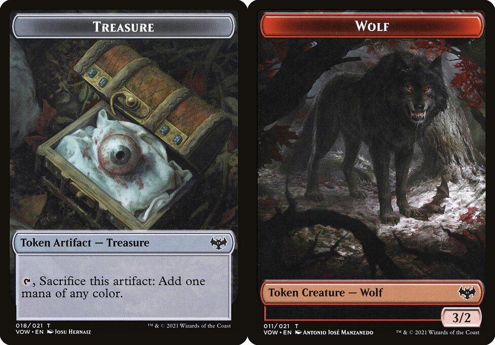 Treasure (018) // Wolf (011) Double-Sided Token - Foil