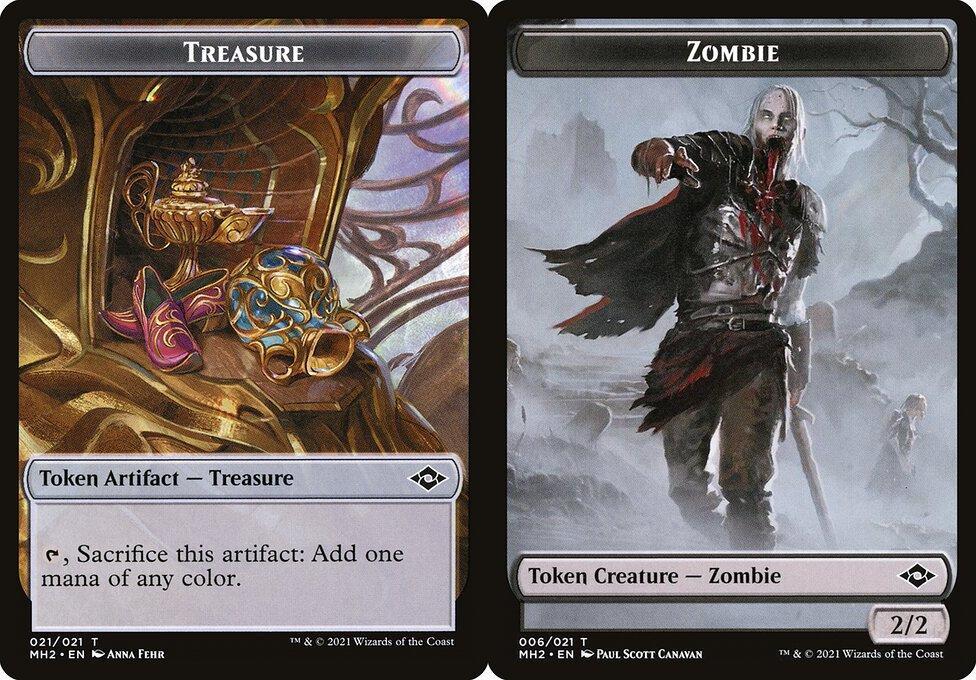 Treasure (021) // Zombie (006) Double-Sided Token - Foil