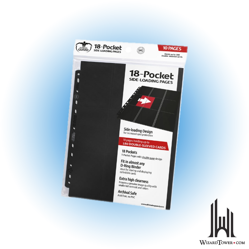 Card Holder Sheet - Side Loader Black 18-Pocket Pack of 10