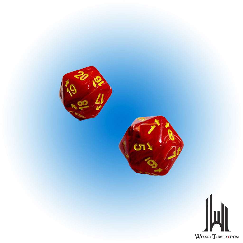 Individual Dice - Vortex Red / Yellow Direction Arrow Spindown d20