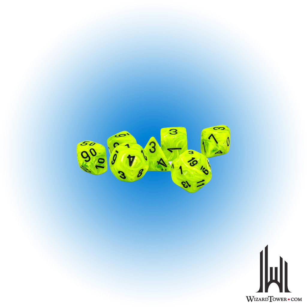 Dice Set - Vortex Bright Green / Black Mega 7ct
