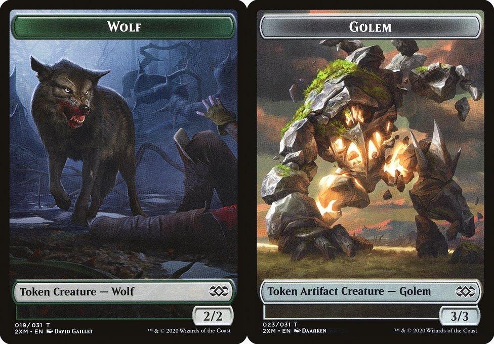 Wolf (019) // Golem (023) Double-Sided Token - Foil