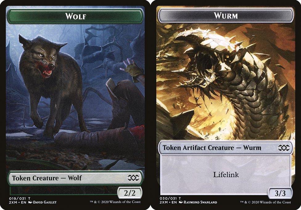 Wolf (019) // Wurm (030) Double-Sided Token - Foil