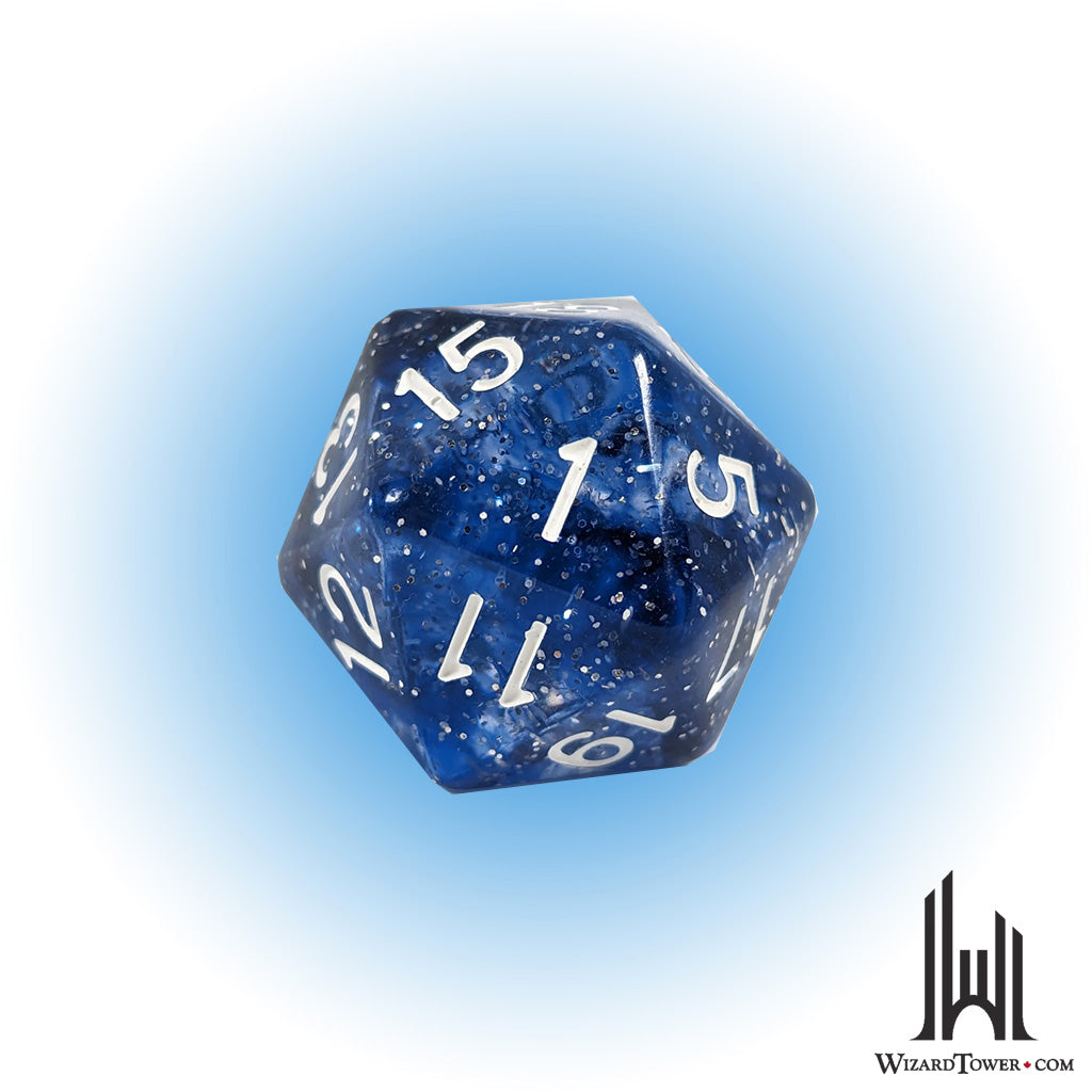 Individual Dice - Sunken Silver Symbol 30mm d20