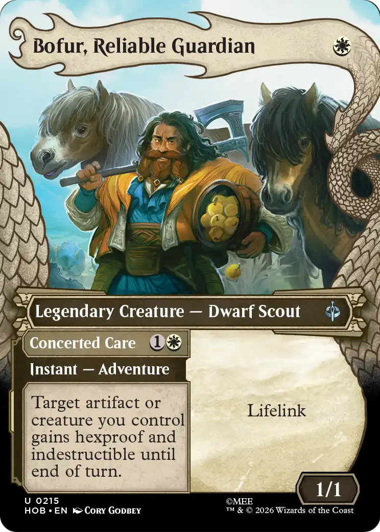 Bofur, Reliable Guardian // Concerted Care (0215) (Borderless) (Dragon Hoard Frame) (HOB) - Foil