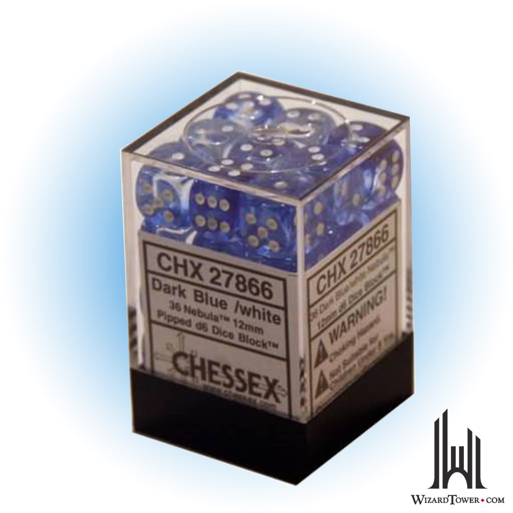 Dice Set - Nebula Dark Blue / White 12mm d6 36ct