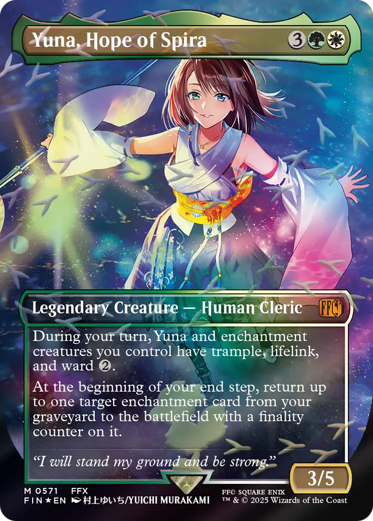 Yuna, Hope of Spira (0571) (Borderless) - Chocobo Track Foil fin
