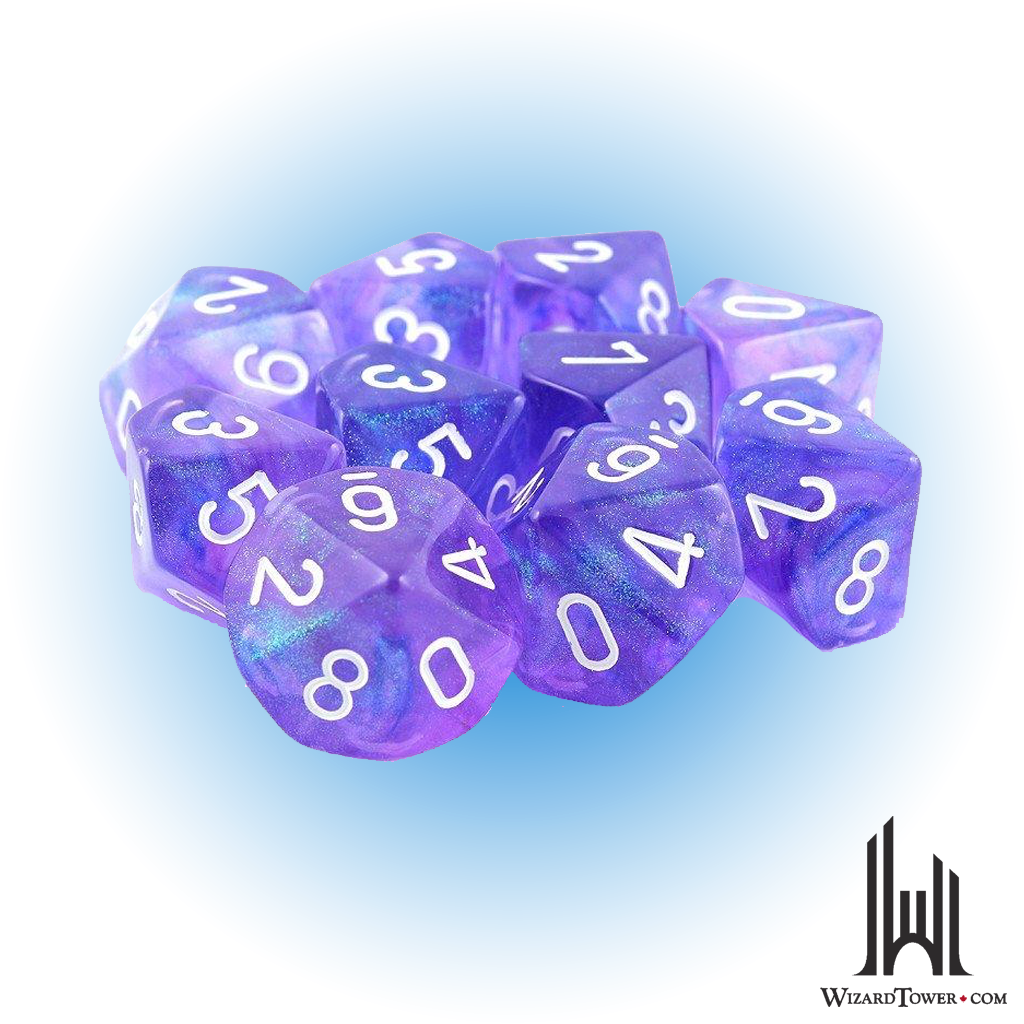 Dice Set - Borealis Purple / White Luminary d10 10ct