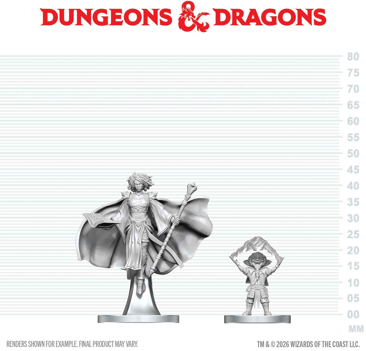 Unpainted Miniature - Dungeons & Dragons - Gnome Warlock & Aasimar Wizard
