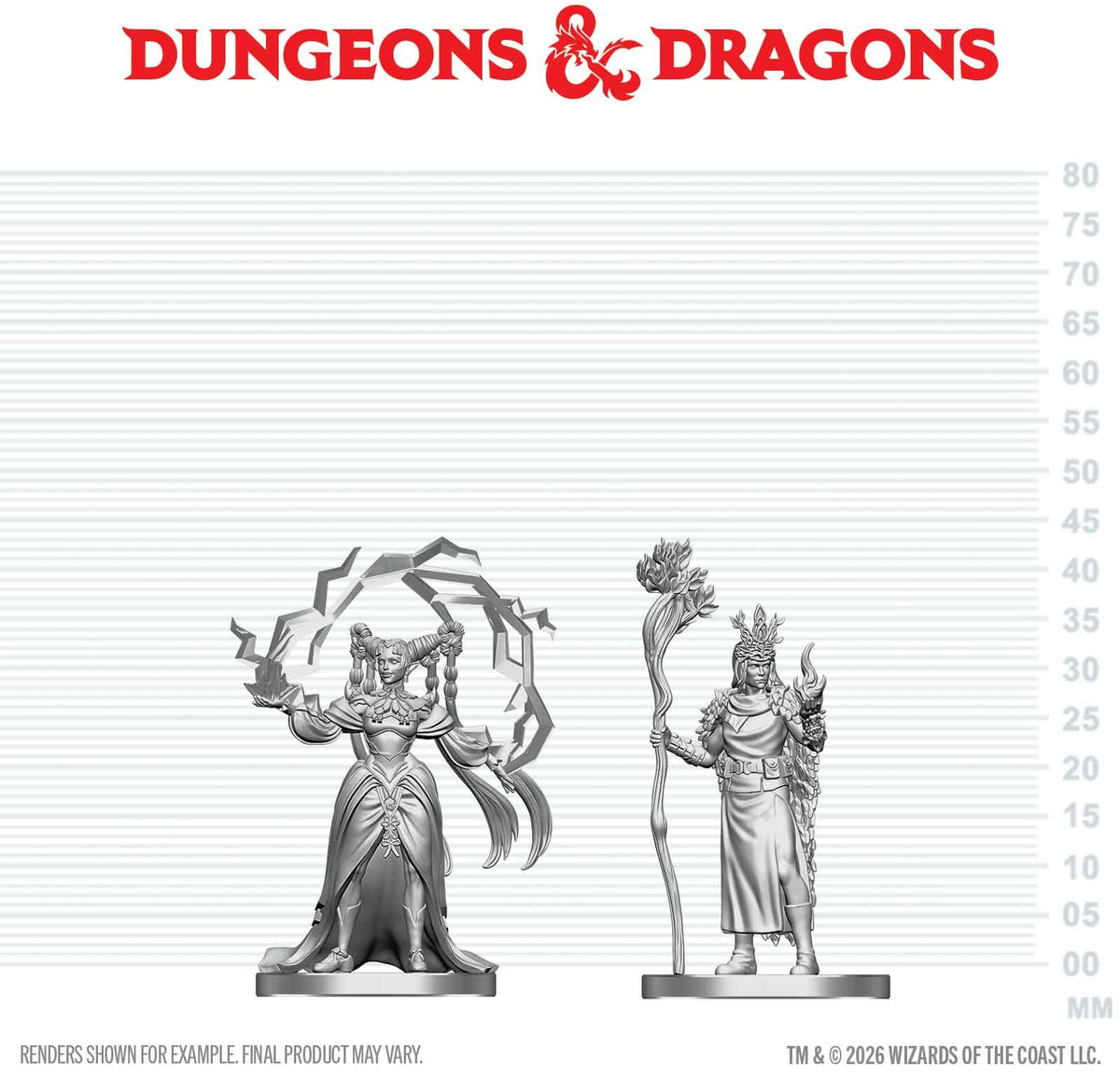 Unpainted Miniature - Dungeons & Dragons - Human Druid & Elf Sorcerer