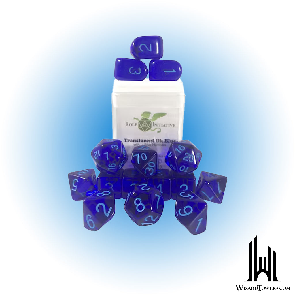 Dice Set - Translucent Black / Light Blue 15ct