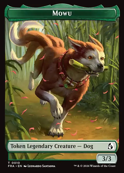 Ajani's Pridemate (0002) // Mowu (0010) Double-Sided Token (TFRA)