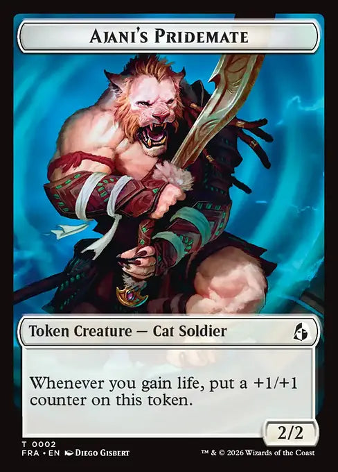 Ajani Resolute (0016) // Ajani's Pridemate (0002) Double-Sided Token (TFRA)