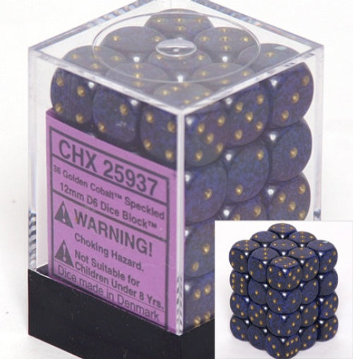 Dice Set - Speckled Golden Cobalt 12mm d6 36ct