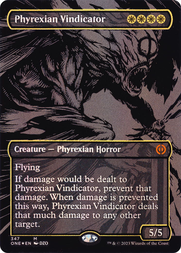 Phyrexian Vindicator (347) (Borderless) - Oil Slick Raised Foil