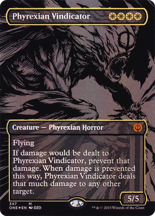 Phyrexian Vindicator (347) (Borderless) - Oil Slick Raised Foil