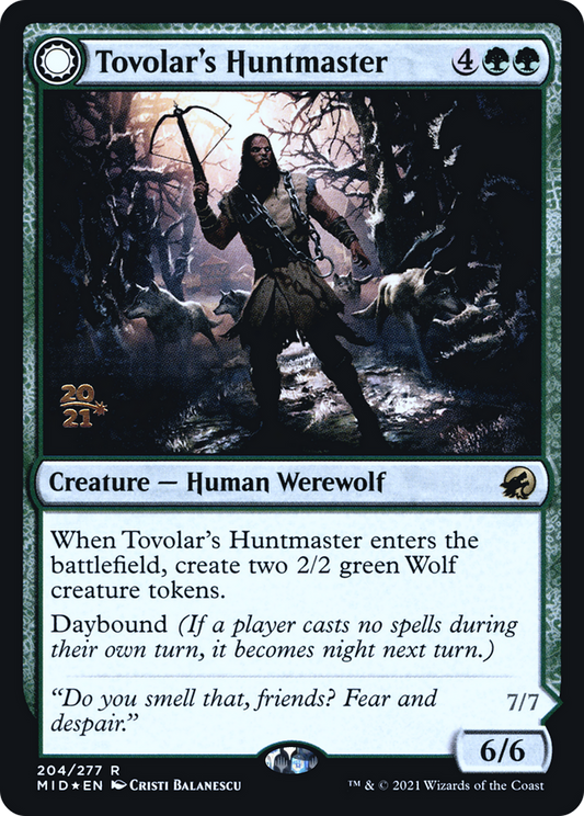 Tovolar's Huntmaster // Tovolar's Packleader (204) (Prerelease) (PMID) - Foil