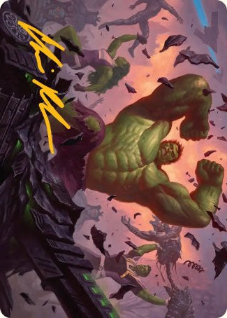 HULK SMASH! (10/45) Art Card (AMSH) - Gold-Stamped Signature