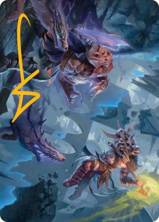 Garruk, Veiled Butcher / Garruk, Curse Breaker (32/54) Art Card (FRA) - Gold-Stamped Signature