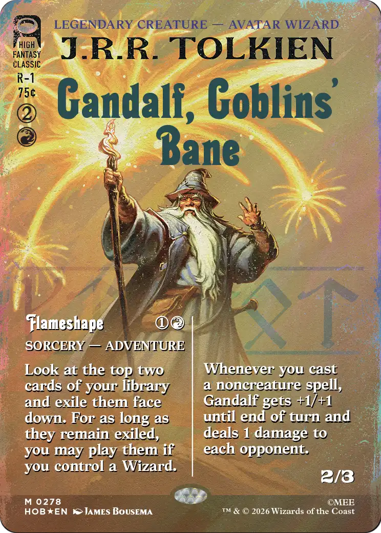 Gandalf, Goblins' Bane // Flameshape (0278) (Borderless) (Book Cover) (HOB) - Surge Foil