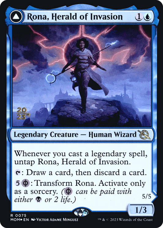 Rona, Herald of Invasion // Rona, Tolarian Obliterator (0075) (Prerelease) (PMOM) - Foil