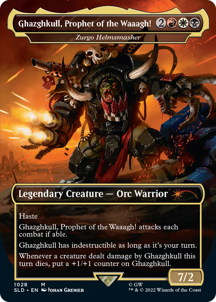 Ghazghkull, Prophet of the Waaagh! [Zurgo Helmsmasher] (1028) (Borderless) - Foil