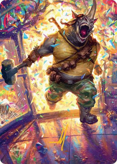 Rocksteady, Rowdy Rhino (54/54) Art Card (ATMT) - Gold-Stamped Signature