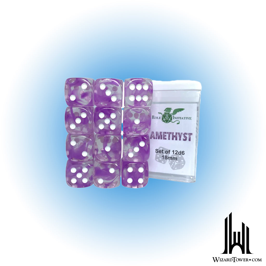 Dice Set - Diffusion Amethyst 18mm d6 12ct
