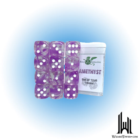 Dice Set - Diffusion Amethyst 18mm d6 12ct