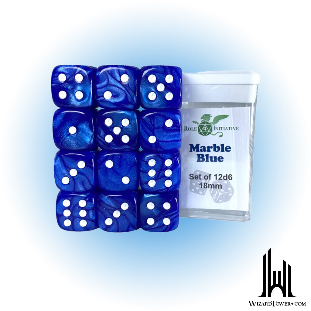 Dice Set - Marble Blue 18mm d6 12ct