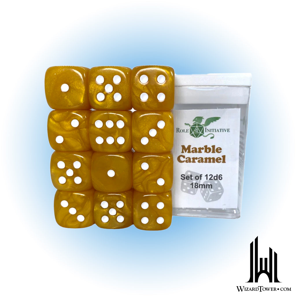 Dice Set - Marble Caramel 18mm d6 12ct