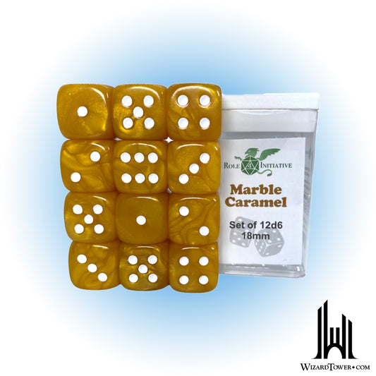 Dice Set - Marble Caramel 18mm d6 12ct