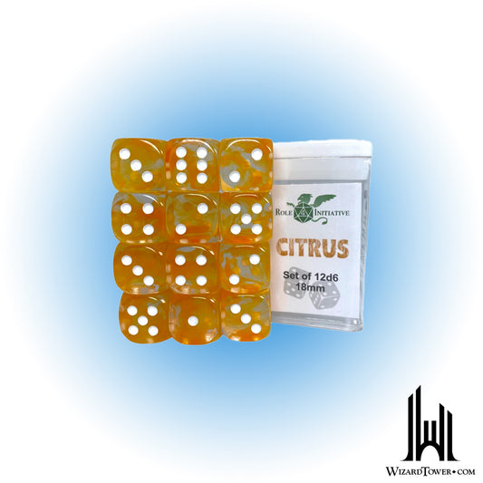 Dice Set - Diffusion Citrus 18mm d6 12ct