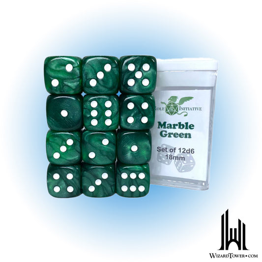 Dice Set - Marble Green 18mm d6 12ct