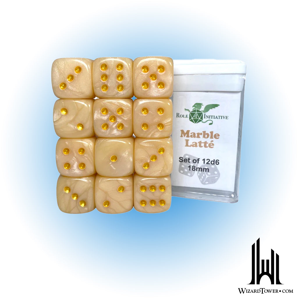 Dice Set - Marble Latte 18mm d6 12ct