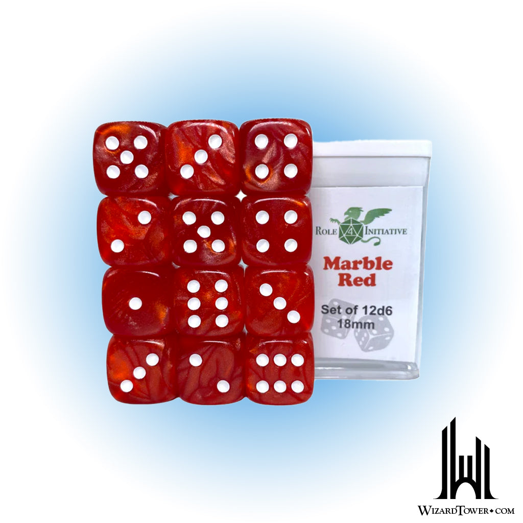 Dice Set - Marble Red 18mm d6 12ct