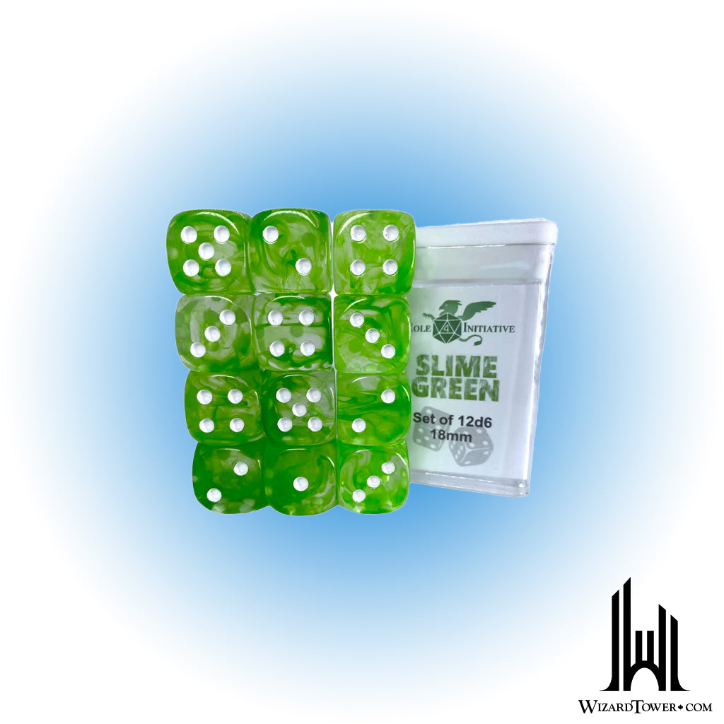 Dice Set - Diffusion Slime Green 18mm d6 12ct
