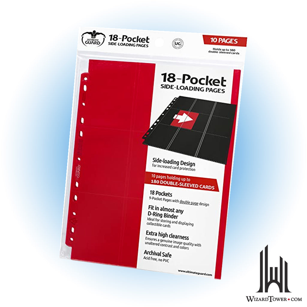 Card Holder Sheet - Side Loader Red 18-Pocket Pack of 10