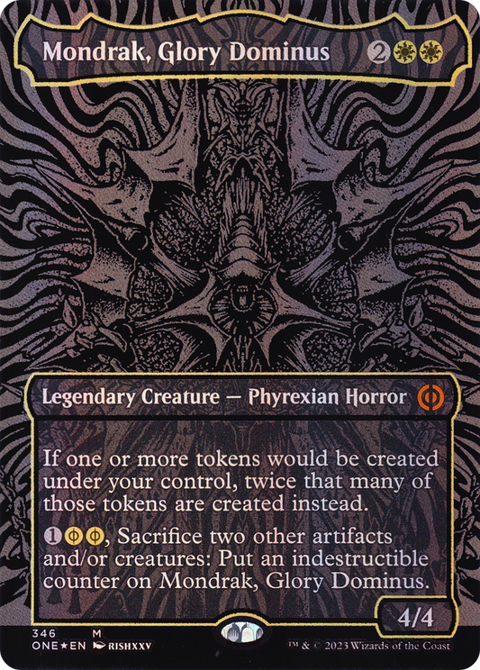 Mondrak, Glory Dominus (346) (Borderless) - Oil Slick Raised Foil