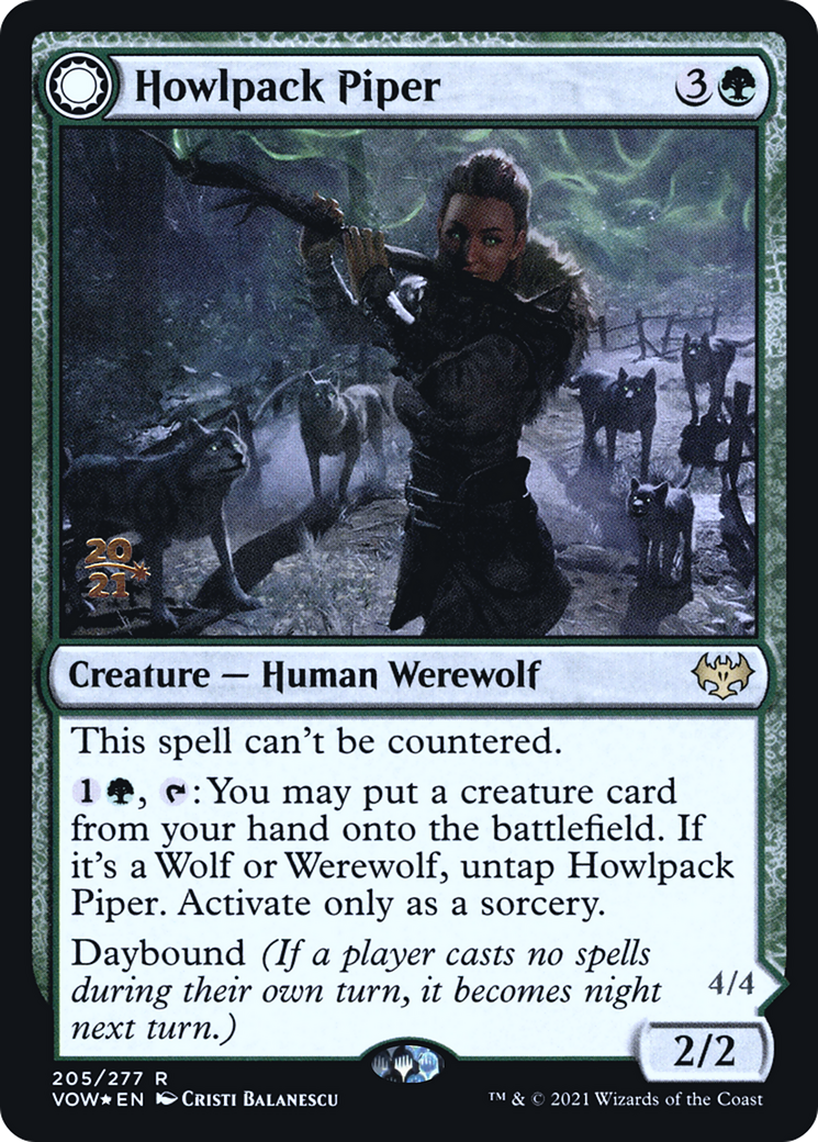Howlpack Piper // Wildsong Howler (205) (Prerelease) (PVOW) - Foil