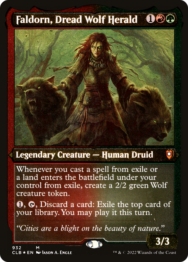 Faldorn, Dread Wolf Herald (932) (Display Commander) (Thick Stock) - Foil Etched