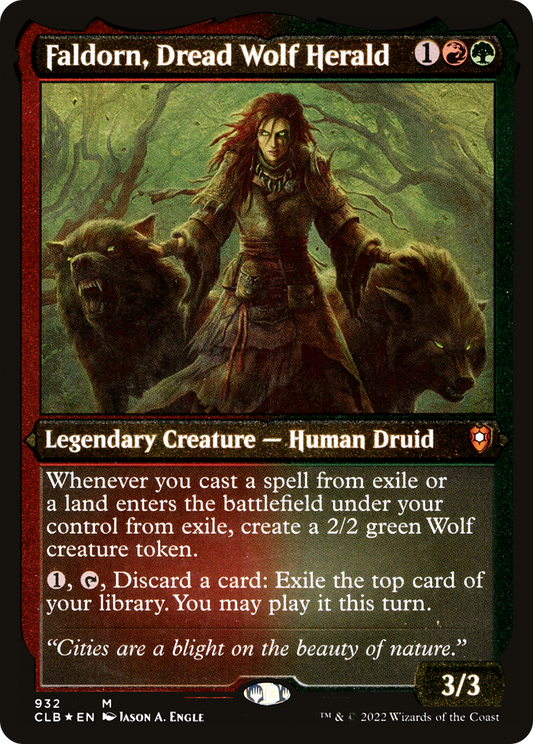 Faldorn, Dread Wolf Herald (932) (Display Commander) (Thick Stock) - Foil Etched