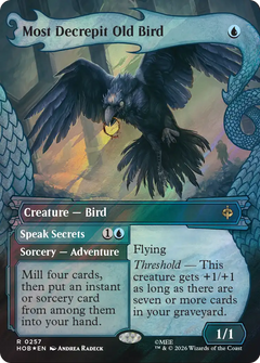 Most Decrepit Old Bird // Speak Secrets (0257) (Borderless) (Dragon Hoard Frame) (HOB) - Surge Foil