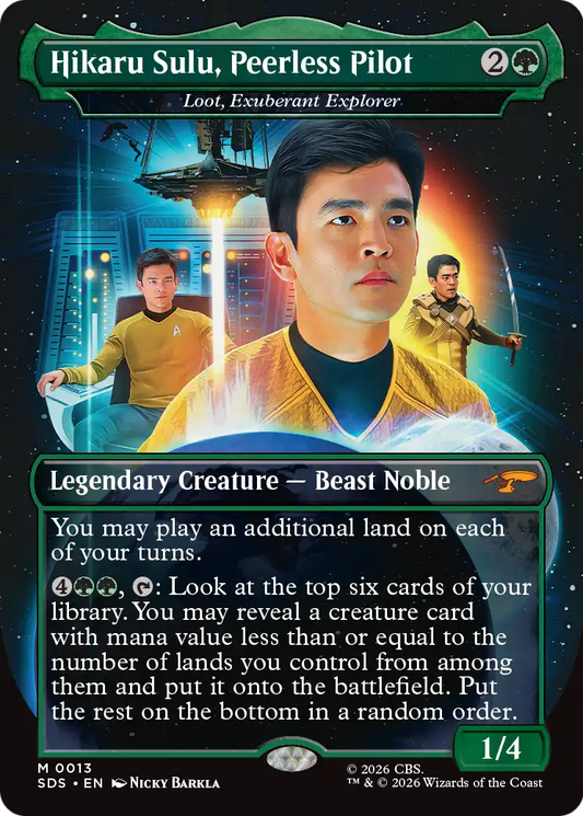 Hikaru Sulu, Peerless Pilot [Loot, Exuberant Explorer] (0013) (Borderless) (SDS)